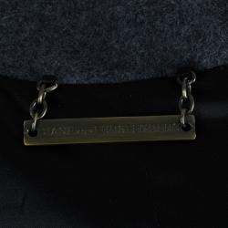 Pre Owned Diane Von Furstenberg Grey Peabody Leather Trimmed Coat M