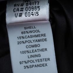 Pre Owned Diane Von Furstenberg Grey Peabody Leather Trimmed Coat M