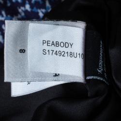 Pre Owned Diane Von Furstenberg Grey Peabody Leather Trimmed Coat M