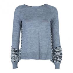 Diane Von Furstenberg Austine Grey Printed Sweater Top S