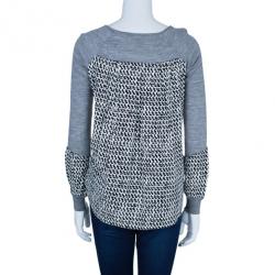 Diane Von Furstenberg Austine Grey Printed Sweater Top S