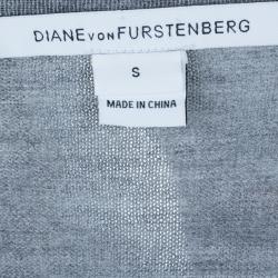Diane Von Furstenberg Austine Grey Printed Sweater Top S