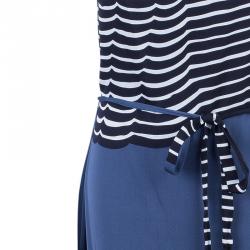 Pre Owned Diane Von Furstenberg New Christa Striped Silk Belted Dress L