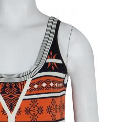 Pre Owned Diane Von Furstenberg Multicolor Jacquard Knit Fitted Flared Ilsa Dress M