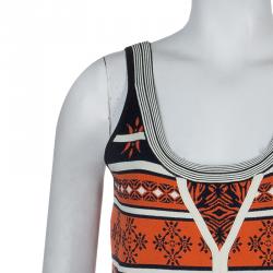 Pre Owned Diane Von Furstenberg Multicolor Jacquard Knit Fitted Flared Ilsa Dress M