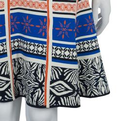 Pre Owned Diane Von Furstenberg Multicolor Jacquard Knit Fitted Flared Ilsa Dress M