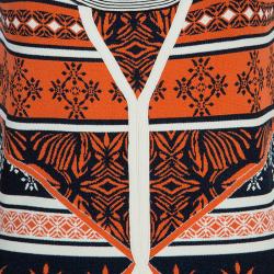 Pre Owned Diane Von Furstenberg Multicolor Jacquard Knit Fitted Flared Ilsa Dress M