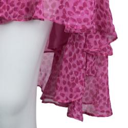 Pre Owned Diane Von Furstenberg Pink Printed Chiffon Long Sleeve Camila Dress S