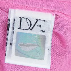 Pre Owned Diane Von Furstenberg Pink Printed Chiffon Long Sleeve Camila Dress S