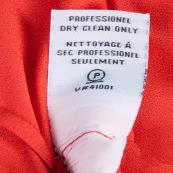 Pre Owned Diane Von Furstenberg Red Silk Floral Print Ruffle Detail Reese Blouse M