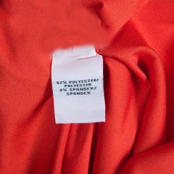 Pre Owned Diane Von Furstenberg Red Silk Floral Print Ruffle Detail Reese Blouse M