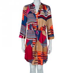 مملوكة مسبقًا Diane Von Furstenberg Multicolor Geometric Print Silk Freya Dress L