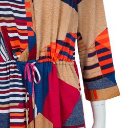 مملوكة مسبقًا Diane Von Furstenberg Multicolor Geometric Print Silk Freya Dress L