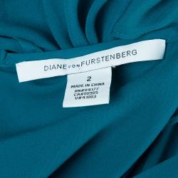 Pre Owned Diane Von Furstenberg Teal Chiffon Overlay Asymmetric Kipling Dress S