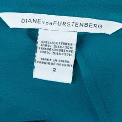 Pre Owned Diane Von Furstenberg Teal Chiffon Overlay Asymmetric Kipling Dress S