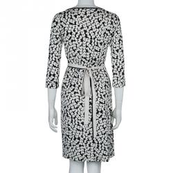 Pre Owned Diane Von Furstenberg Monochrome Vanessa Wrap Dress S