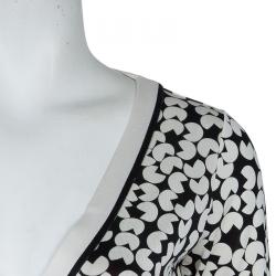 Pre Owned Diane Von Furstenberg Monochrome Vanessa Wrap Dress S