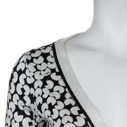 Pre Owned Diane Von Furstenberg Monochrome Vanessa Wrap Dress S