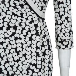 Pre Owned Diane Von Furstenberg Monochrome Vanessa Wrap Dress S