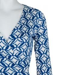 Pre Owned Diane Von Furstenberg Multicolor Printed New Julian Two Desert Band Wrap Dress S