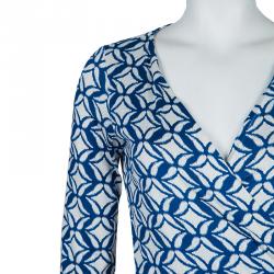 Pre Owned Diane Von Furstenberg Multicolor Printed New Julian Two Desert Band Wrap Dress S