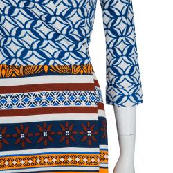 Pre Owned Diane Von Furstenberg Multicolor Printed New Julian Two Desert Band Wrap Dress S