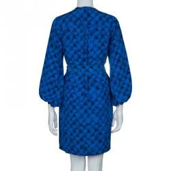 Pre Owned Diane Von Furstenberg Tanyana Blue Silk Dress S