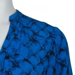 Pre Owned Diane Von Furstenberg Tanyana Blue Silk Dress S
