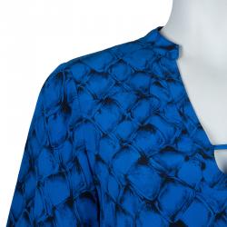 Pre Owned Diane Von Furstenberg Tanyana Blue Silk Dress S