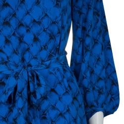 Pre Owned Diane Von Furstenberg Tanyana Blue Silk Dress S