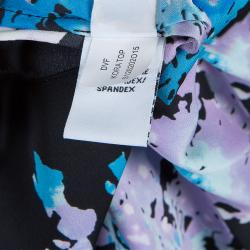 Pre Owned Diane Von Furstenberg Black Floral Print Oversized Kora Silk Blouse XS