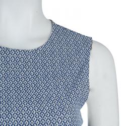 Pre Owned Diane Von Furstenberg Blue Printed Sleeveless Jeannie Dress S