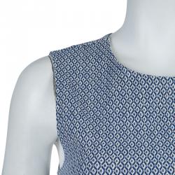 Pre Owned Diane Von Furstenberg Blue Printed Sleeveless Jeannie Dress S