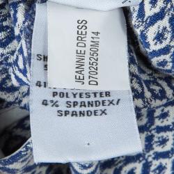 Pre Owned Diane Von Furstenberg Blue Printed Sleeveless Jeannie Dress S