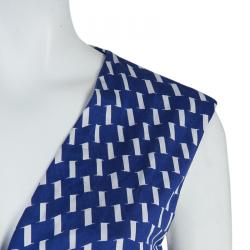 Pre Owned Diane Von Furstenberg Blue Printed Callista Wrap Dress M