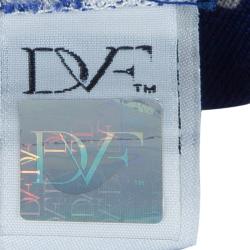 Pre Owned Diane Von Furstenberg Blue Printed Callista Wrap Dress M