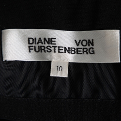 Pre Owned Diane von Furstenberg Black Crepe Asymmetric One-Shoulder Gown L