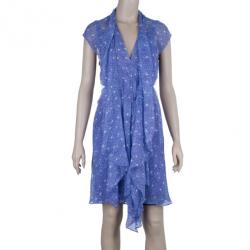 Pre Owned Diane Von Furstenberg Damiana Printed Silk Chiffon Dress M