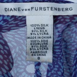 Pre Owned Diane Von Furstenberg Damiana Printed Silk Chiffon Dress M