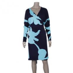 Pre Owned Diane Von Furstenberg Kinaya Knit Wrap Dress L
