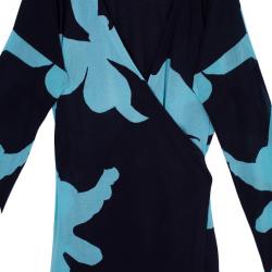 Pre Owned Diane Von Furstenberg Kinaya Knit Wrap Dress L
