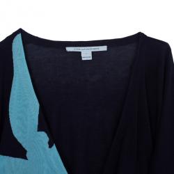 Pre Owned Diane Von Furstenberg Kinaya Knit Wrap Dress L