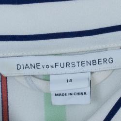 Pre Owned Diane Von Furstenberg Karin Printed Shirt Dress XL