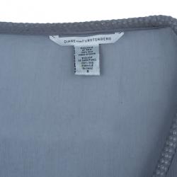 Pre Owned Diane Von Furstenberg Grey Sol Chiffon Dress M