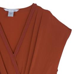 Pre Owned Diane Von Furstenberg Tangerine Mateo Dress L