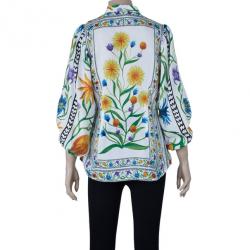 Pre Owned Diane Von Furstenberg Syrah Floral Cotton Top S