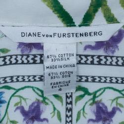 Pre Owned Diane Von Furstenberg Syrah Floral Cotton Top S