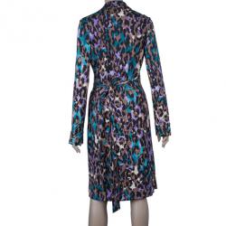 Pre Owned Diane Von Furstenberg Jeanne Animal Print Wrap Dress M