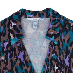 Pre Owned Diane Von Furstenberg Jeanne Animal Print Wrap Dress M