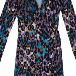 Pre Owned Diane Von Furstenberg Jeanne Animal Print Wrap Dress M